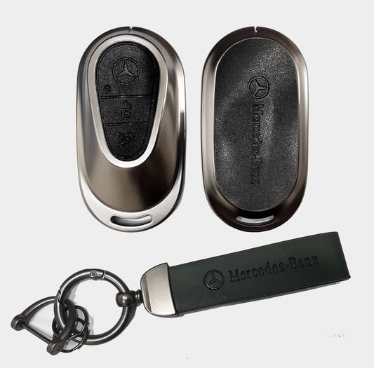 Mercedes Benz New E/S Class Zinc Alloy Key Case with Leather Strap  Model: 2021-23 (Brown & Black)