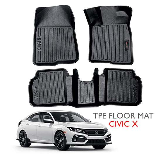 Honda Civic TPE Floor Mats 3pcs (Black) Model 2016-2021