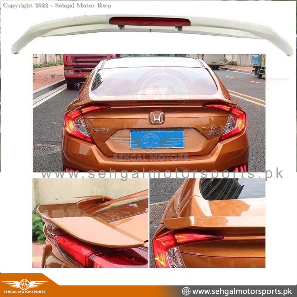 Factory Style Rear Trunk Spoiler For 2016-2021 Honda Civic 4-Door – Unpainted Primed ABS, Hardware Included