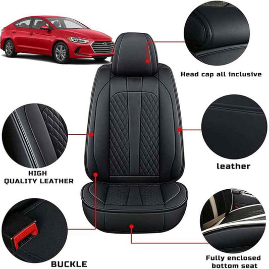 Hyundai Elantra Seat Covers Japanese Leather Black Model 2020-2021