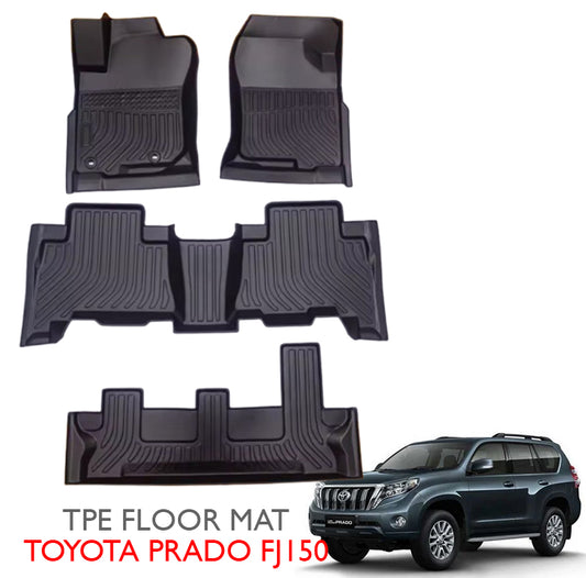 Toyota Prado FJ150 TPE Floor Mats 4pc (Black) Model 2009-2020