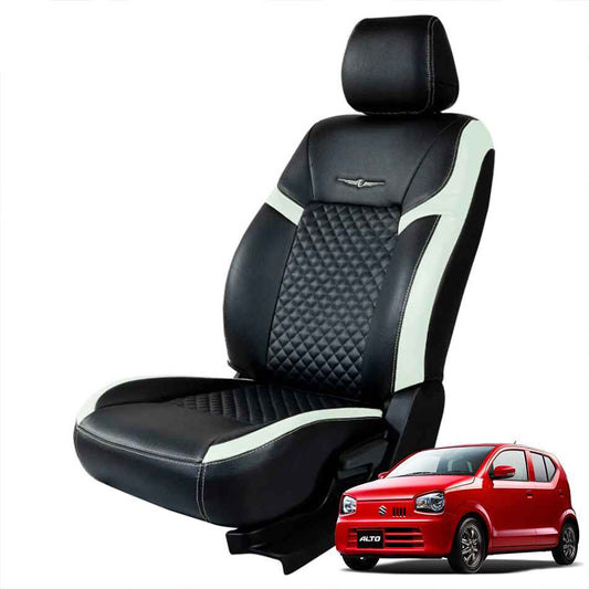 Suzuki Alto Seat Cover Japanese leather Black With Silver Stitch Model 2019-2022