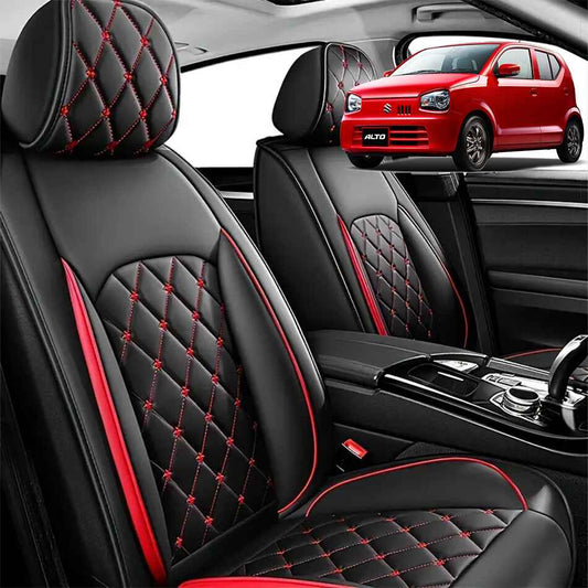 Suzuki Alto Seat Cover Japanese leather Black with Red Stitch Model 2019-2022