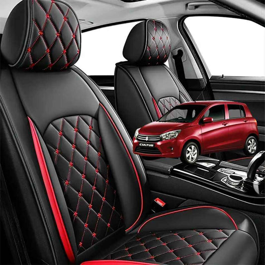 Suzuki Cultus Seat Cover Japanese Leather Black With Red Stitch Model 2017-2022