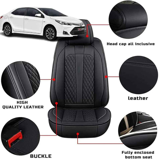 Toyota Corolla Seat Cover Japanese Leather Black Model 2015-2024