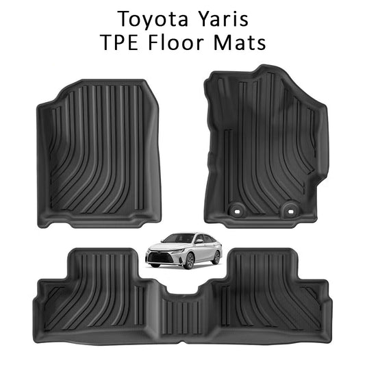 Toyota Yaris TPE Floor Mats (Black) Model: 2020-2024