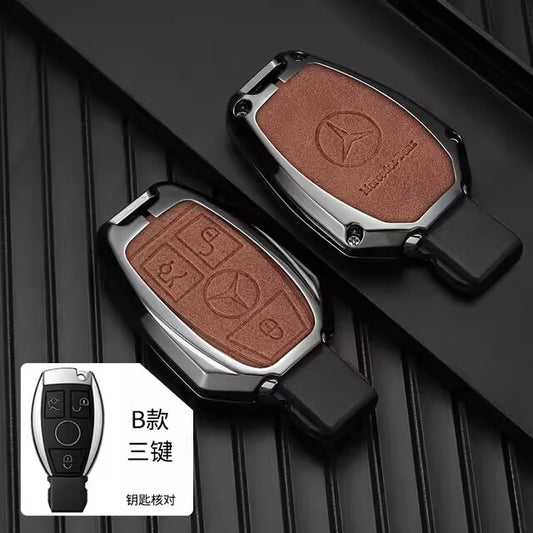 Mercedes Benz C/S/G Class Zinc Alloy key Case With Leather Strap
