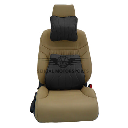 Motorsports Embossed Nappa Leather Memory Foam Lumbar Support Cushions Set (Headrest + Backrest)