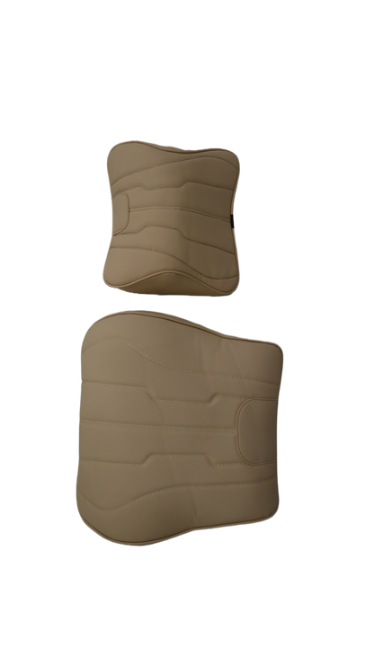 Motorsports Embossed Nappa Leather Memory Foam Lumbar Support Cushions Set (Headrest + Backrest)