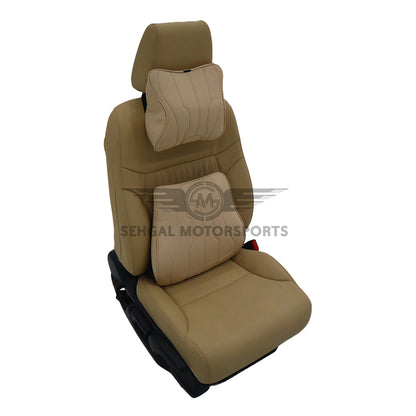 Motorsports Embossed Nappa Leather Memory Foam Lumbar Support Cushions Set (Headrest + Backrest)