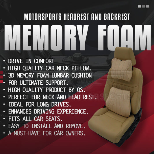 Motorsports Embossed Nappa Leather Memory Foam Lumbar Support Cushions Set (Headrest + Backrest)