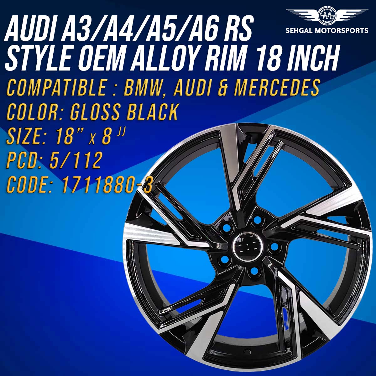 Audi A3/A4/A5/A6 RS Style OEM Alloy Rim 18 Inch (1711880-3) – Sehgal ...