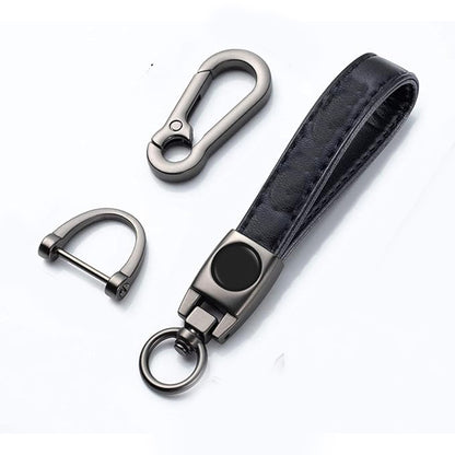 Leather Strap Hook keychain with Logo Black (DM14)