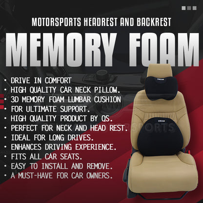 Motorsports Dream Mesh Memory Foam Car Seat Cushion Set (Headrest + Backrest)