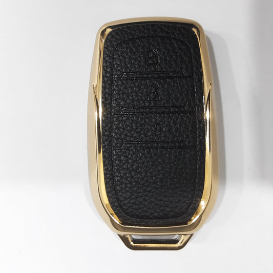Toyota Revo / Rocco Leather TPU Car Key Cover (Black & Brown)