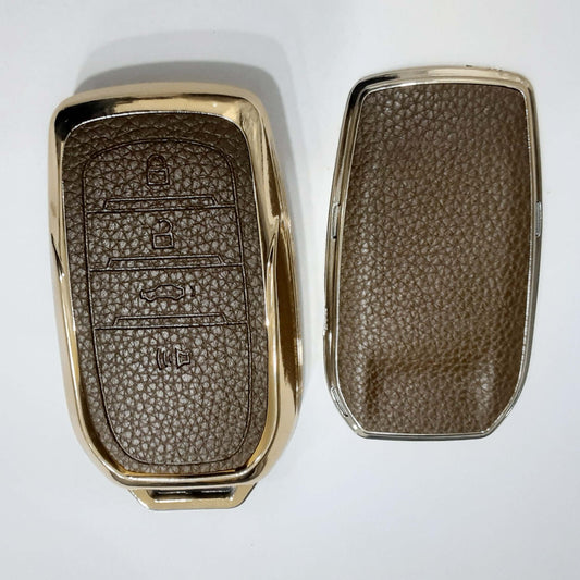 Toyota Fortuner & Land Cruiser ZX  Leather TPU Car Key Cover (4 Button) Model 2016