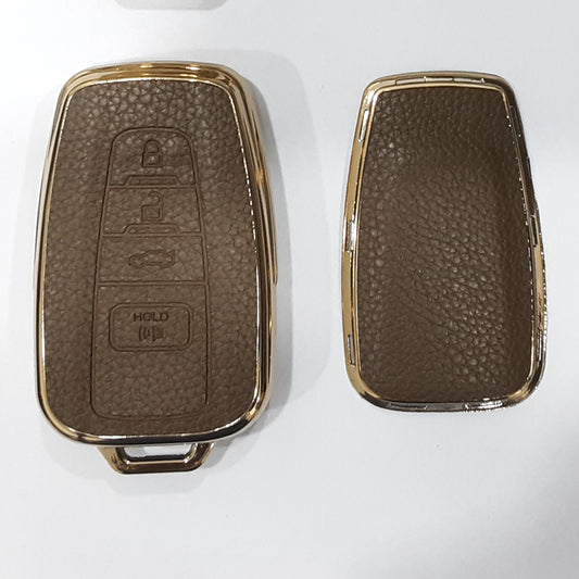 Toyota C-HR Leather TPU Car Key Cover (Black & Brown)