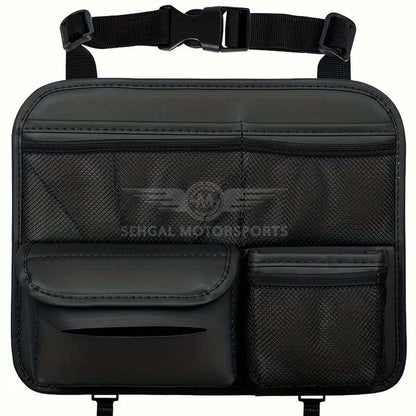 Motorsports Car Seat Back Hanging Leather Seat Organizer & Tissue Box Storage