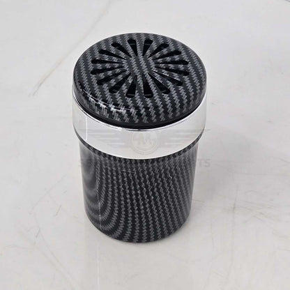 Portable Premium Ceramic Car Ashtray Black & Carbon Fiber Large (With LED)