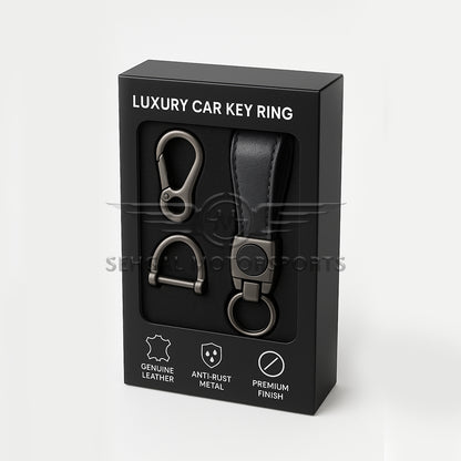 Leather Strap Hook keychain with Logo Black (DM14)