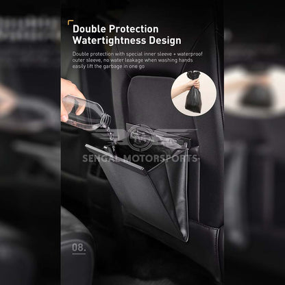 Motorsports Car Seat Back Magnetic Pocket / Trash Basket (Black)