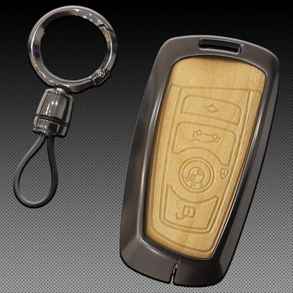 BMW 3/5/7 Series Zinc Alloy Wood Textured key Case