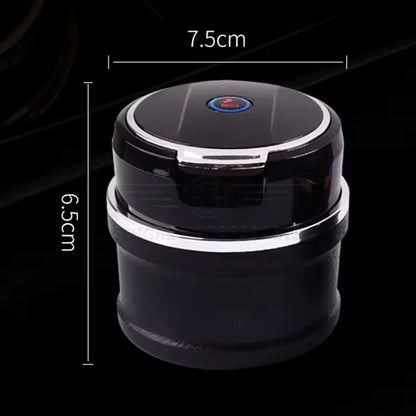 Portable Premium Ceramic Car Ashtray Black with Cup Holder & LED
