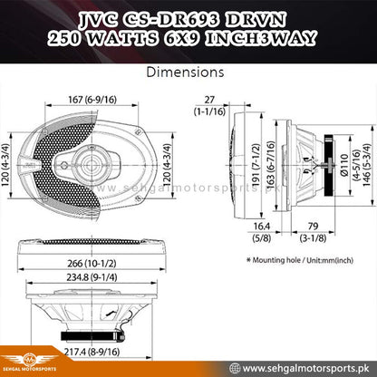 JVC CS-DR693 DRVN 250 Watts 6x9 Inch3Way