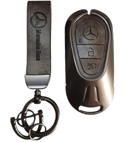 Mercedes Benz New E/S Class Zinc Alloy Key Case with Leather Strap  Model: 2021-23 (Brown & Black)