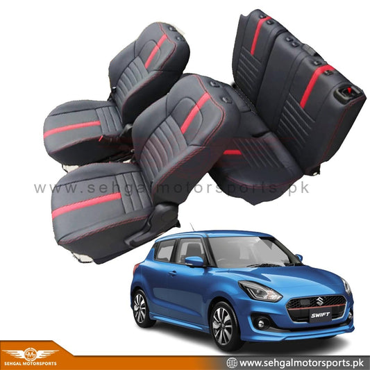 Suzuki Swift Seat Cover Japanese Leather Black with Red Stitch Model 2022-2023