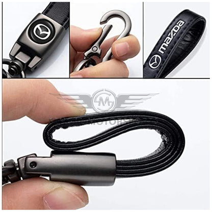 Leather Strap Hook keychain with Logo Black (DM14)