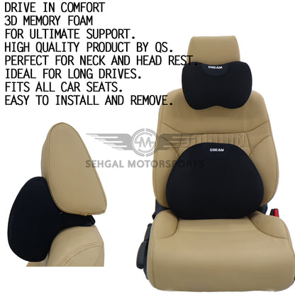 Motorsports Dream Mesh Memory Foam Car Seat Cushion Set (Headrest + Backrest)