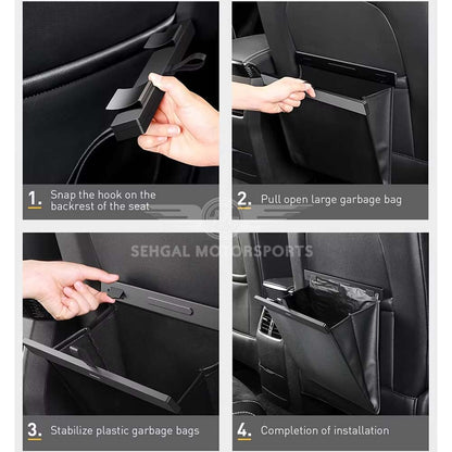 Motorsports Car Seat Back Magnetic Pocket / Trash Basket (Black)