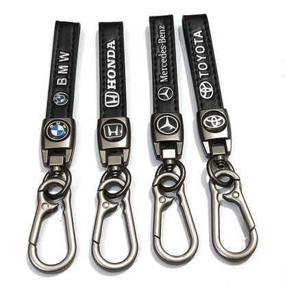 Leather Strap Hook keychain with Logo Black (DM14)