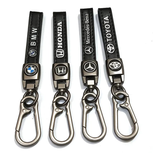 Leather Strap Hook keychain with Logo Black (DM14)