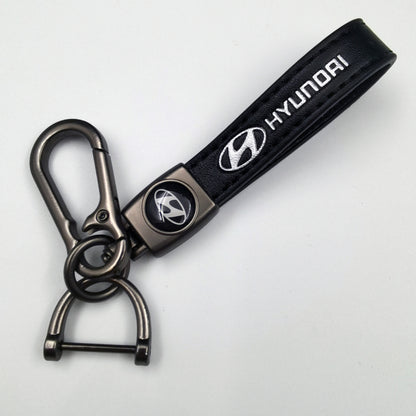 Leather Strap Hook keychain with Logo Black (DM14)