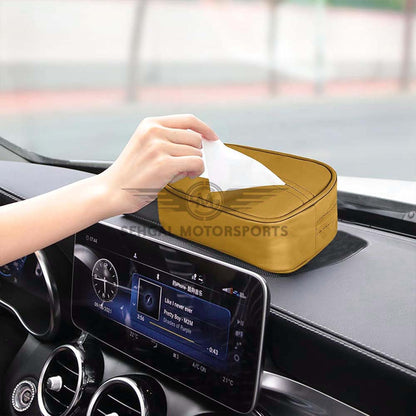 Motorsports Leather Tissue Box For Car