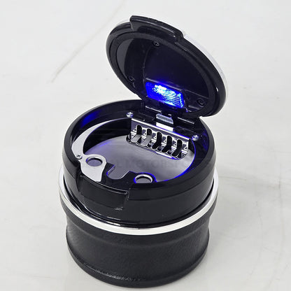 Portable Premium Ceramic Car Ashtray Black with Cup Holder & LED