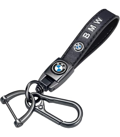 Leather Strap Hook keychain with Logo Black (DM14)
