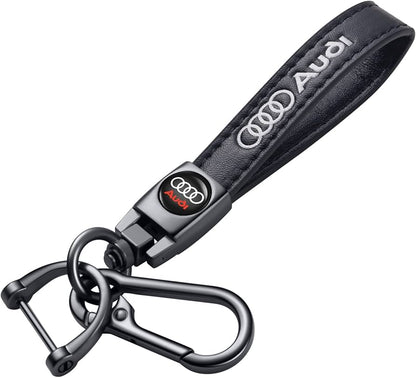 Leather Strap Hook keychain with Logo Black (DM14)