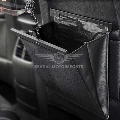 Motorsports Car Seat Back Magnetic Pocket / Trash Basket (Black)