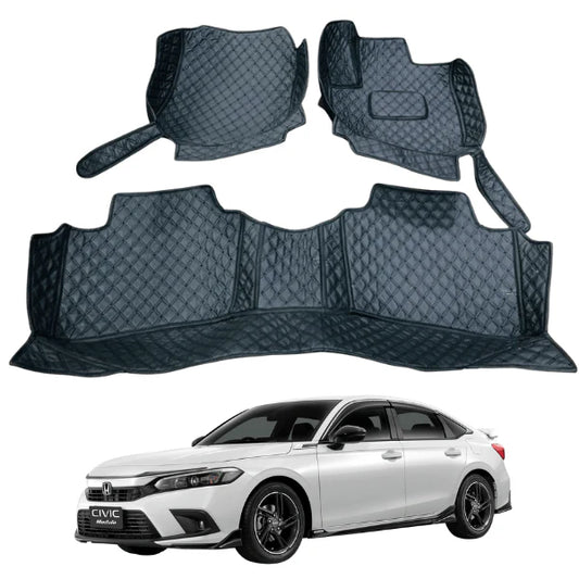 Honda Civic 7D Eco Floor Mat 3pcs Black (with Multi Color Stitching) Model 2022-24