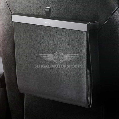 Motorsports Car Seat Back Magnetic Pocket / Trash Basket (Black)