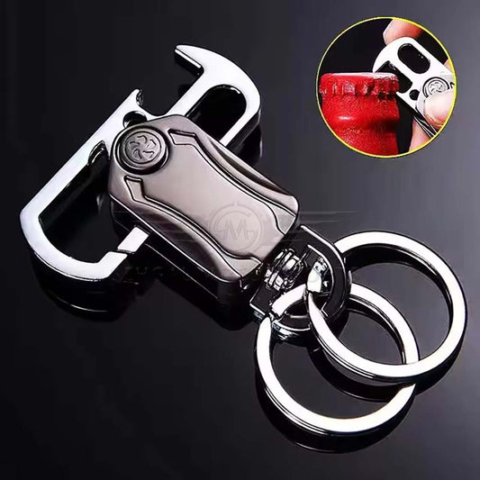 Grey Black Metal Square Multi Hook Bottle Opener Key Ring (DM44)