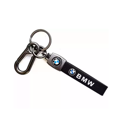 BMW Leather Strip Keychain With Logo Black