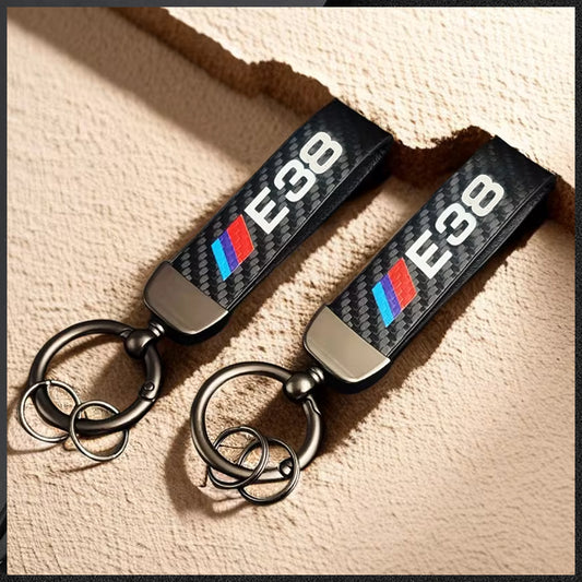 Motorsports Leather Strap Zinc Metal Hook keychain with Logo (DM27)