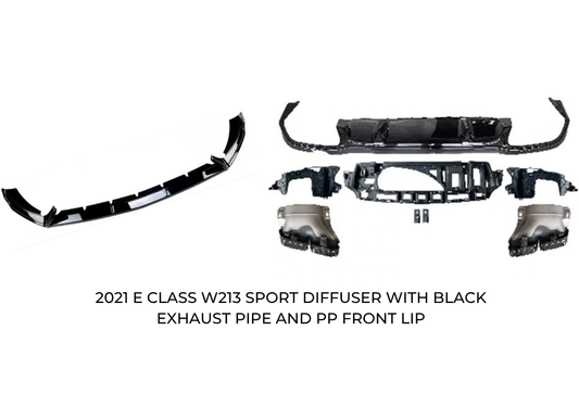 Mercedes Benz E Class W213 E63 Diffuser with Black Exhaust Tips and Front Lip Model: 2021