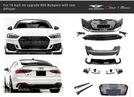 Audi RS-5 Complete Front & Back Bumpers with SIde Skirts Model 2019