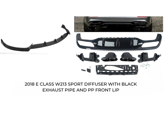 Mercedes Benz E Class W213 Sport Diffuser with Black Exhaust Tips and Front Lip Model: 2018
