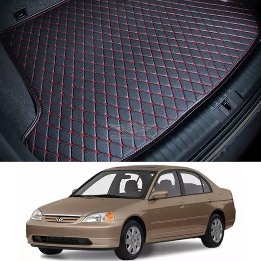 Honda Civic 7D Trunk Mat Black with Red Stitched Model 2000-2006